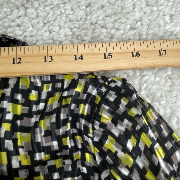 Alice + Olivia Willa Print Blouse Silk Neon Yellow Geometric Abstract XS/S - Picture 13 of 15
